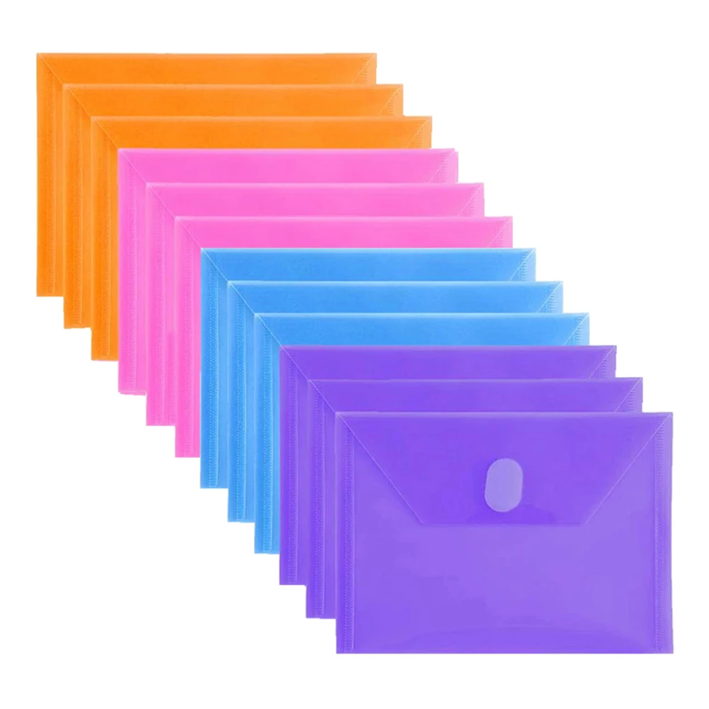 

4pcs/set Clear Plastic Small Folders with Hook & Loop Closure 5 x 7 Ploy Envelope for Receipt/Check/ Cards/ Dies & Stamps