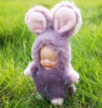 Симпатичный пушистый помпон из кроличьего меха брелок для ключей со спящим