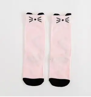 Pink mouse Милые носки для малышей с рисунком лисы и панды длинные прямые носки до колена для маленьких мальчиков и девочек мягкий хлопковый для младенцев носки с животными для детей от 0 до 3 лет - Цвет: Pink mouse