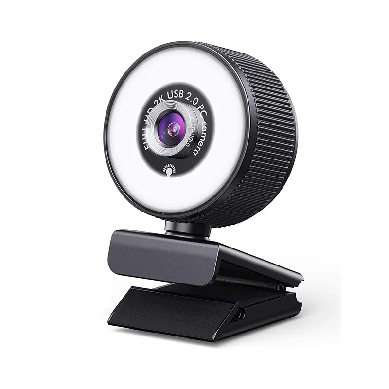 

Mini USB Webcam Video Conference Camera Wide Angle Webcam with Microphone Cover and Ringlight PC Camera 1080P 1440P Webcam 2K