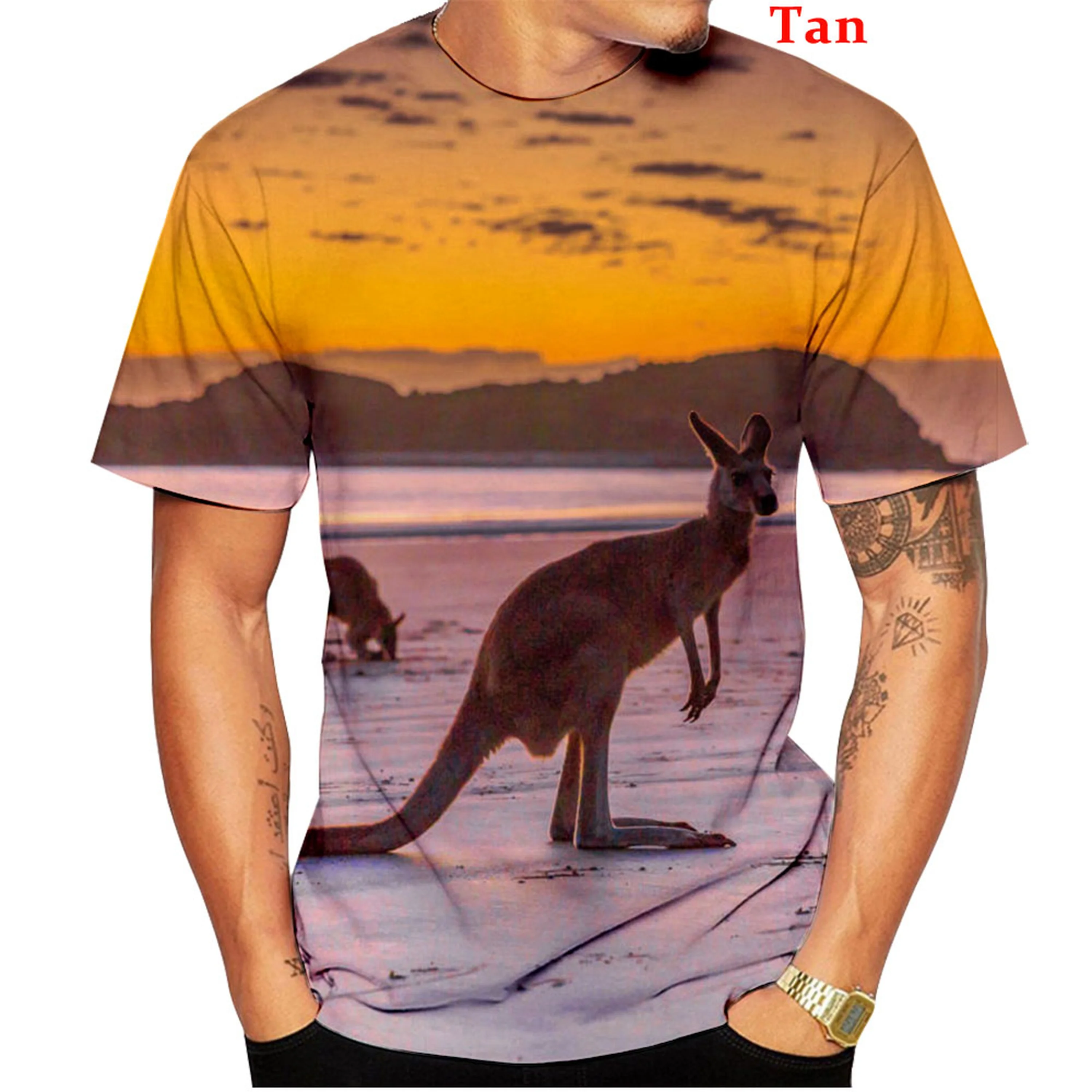 Jungle wildlife Animal kangaroo 3d Printed T-shirt for Men
