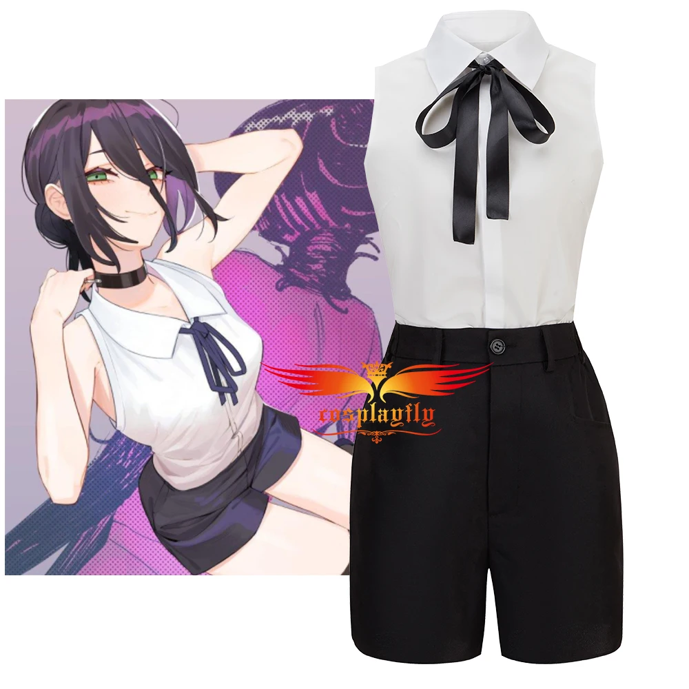 

Anime Chainsaw Man Reze Cosplay Wig Costume Adult Women Outfits Sexy Sleeveless Vest Shorts Necklace Bow-Tie XXS-XL Halloween