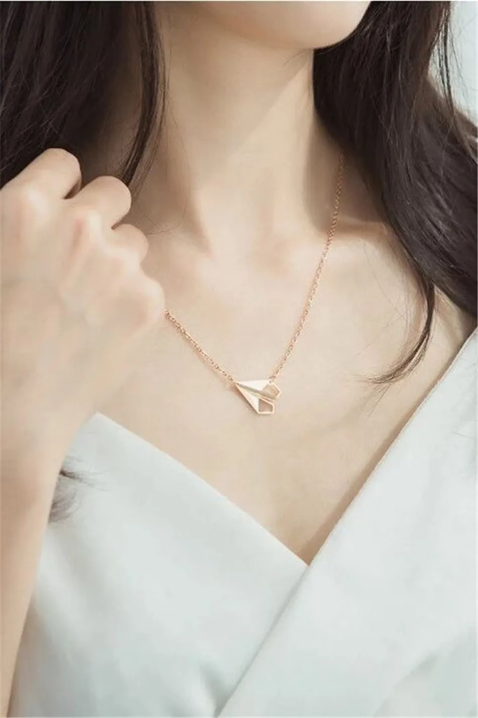 

Titanium Ambush 59cm Alloy Solid Paper Airplane Necklace Men Women Accessories