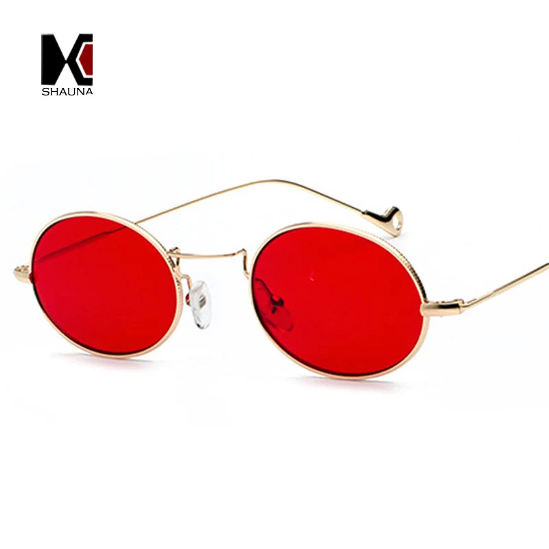 

Женские и мужские овальные очки SHAUNA, классические маленькие солнцезащитные очки конфетных цветов с прозрачными красными линзами, UV400