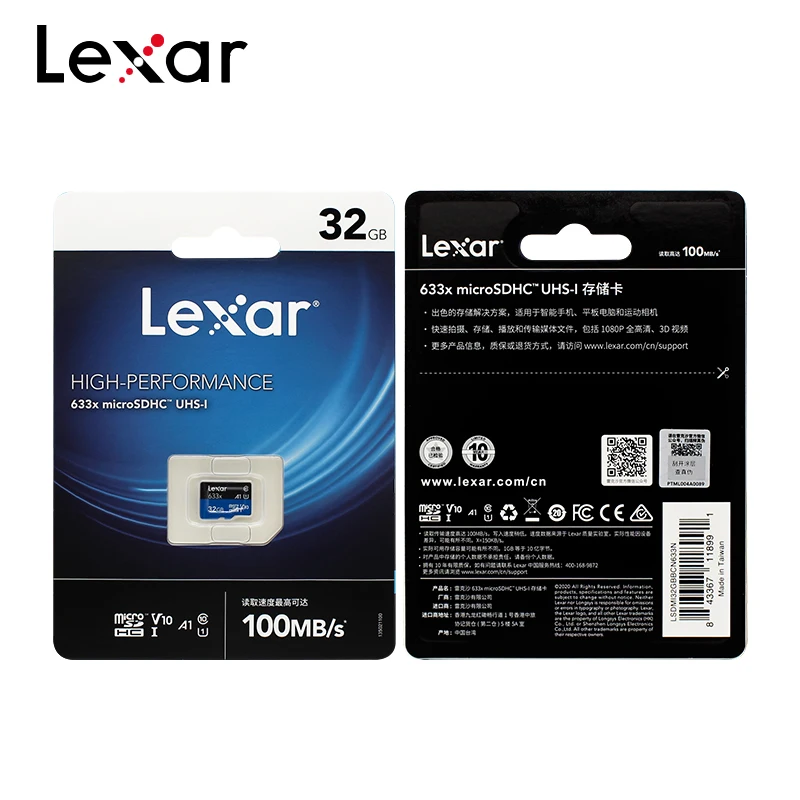 Карта памяти Micro SD Lexar TF-карта на 128 ГБ 256 64 32 высокая скорость до 95 м/с класс 10 633x |