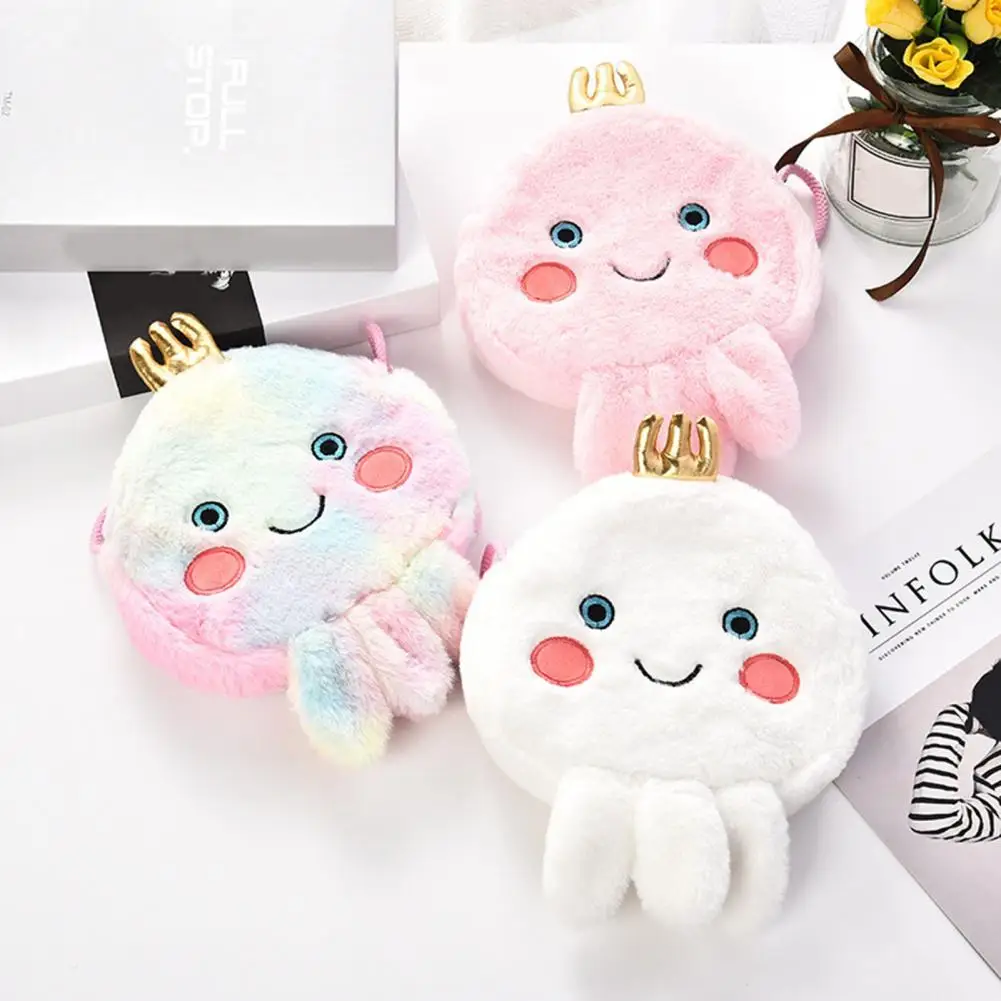 

Portable Shoulder Bag Bright Color Plush Cartoon Women Coin Purse Mini Cute Zipper Girls USB Cable Key Bags for Daily Use