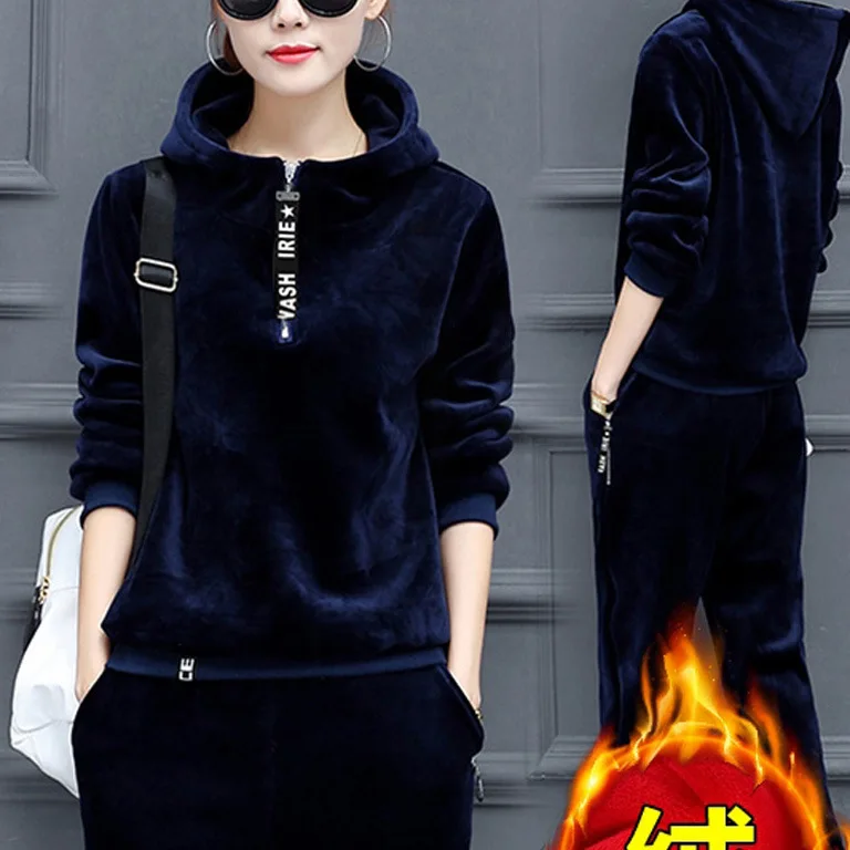 Золотой бархатный женский костюм 2019 осень и зима Новый стиль корейский Стиль