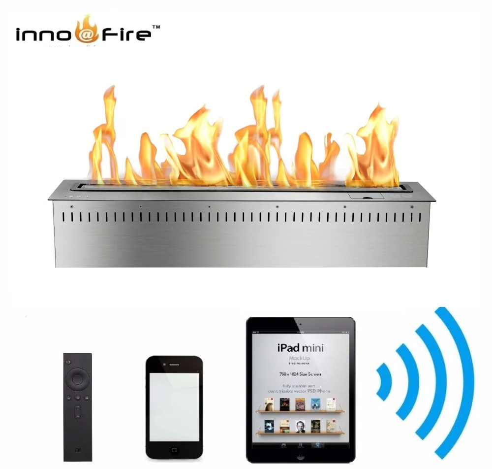 

Inno-Fire 30 inch Long Remote control intelligent silver or black ethanol chimeneas decorativas de madera