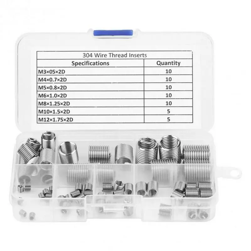 

Part Wire Thread Insert Replaces Set Accessories Metric Replacement 60pcs
