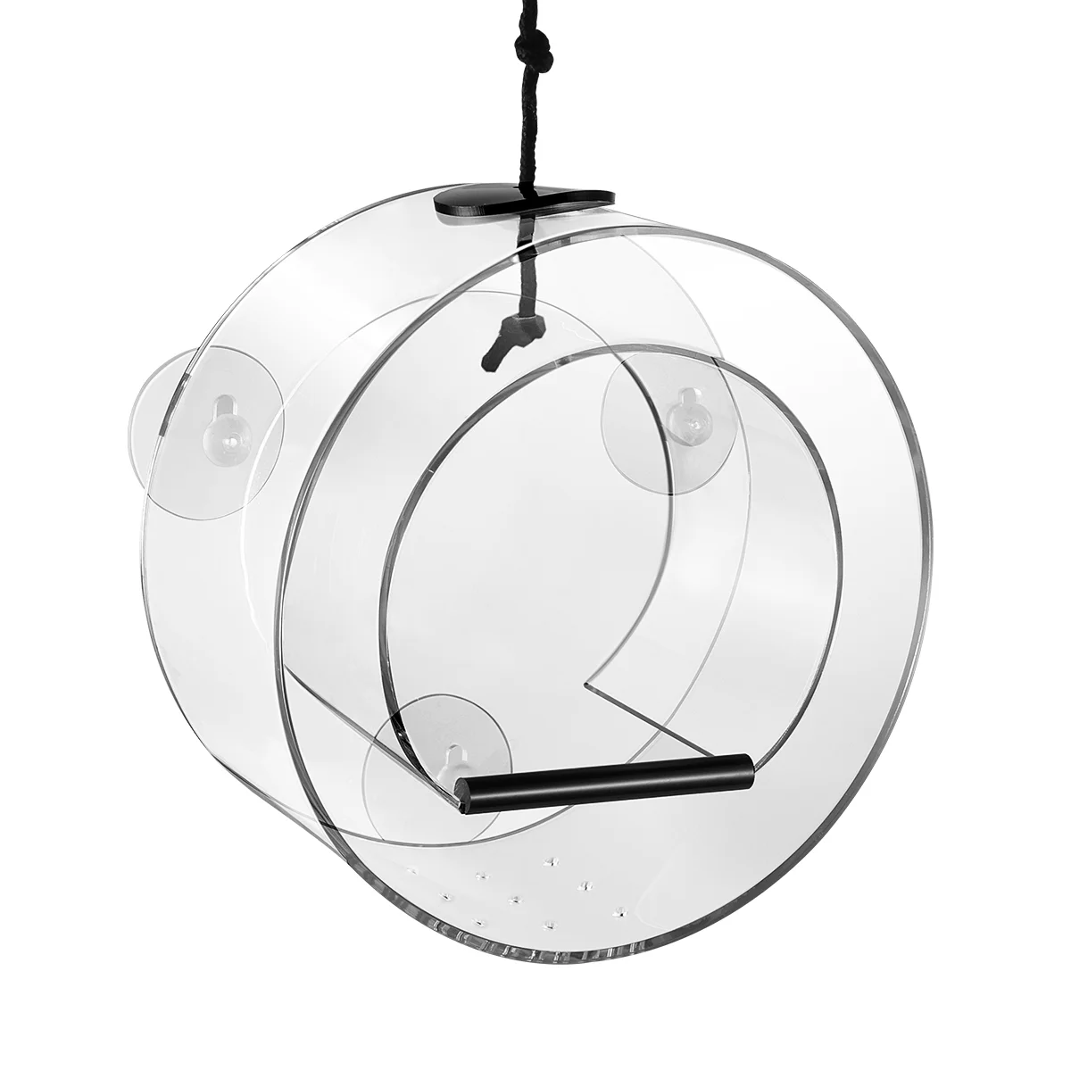 

POPETPOP 1PC Acrylic Transparent Round Bird Feeder with Drain Holes for Indoor Outdoor
