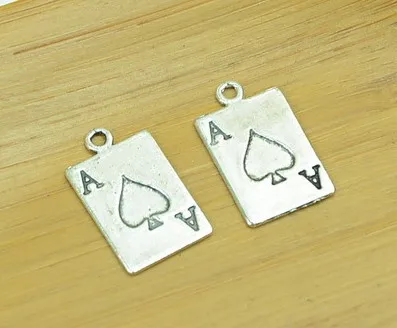 

Charm for making jewelry 10pcs 12x21mm antique silver color Poker cards charms