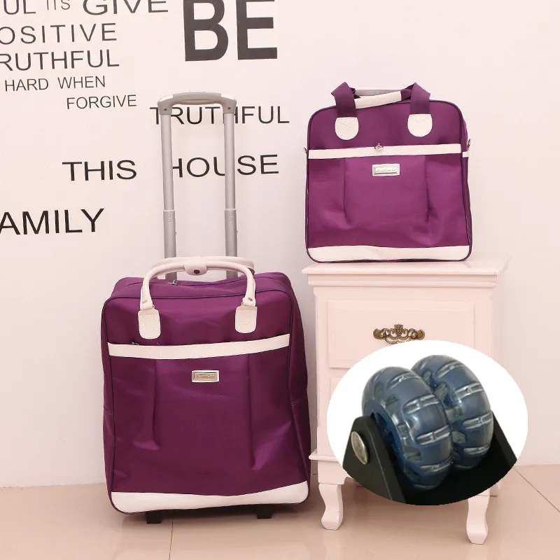 Дорожный чемодан на колесиках для женщин повседневная холщовая