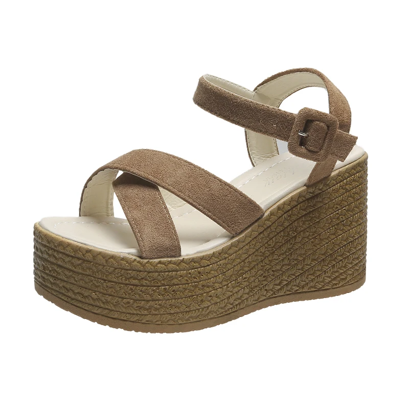 

Fashion Womens Shoes 2021 Black Platform Sandals Clogs With Heel Suit Female Beige Buckle Strap Muffins shoe Luxury Espadrilles