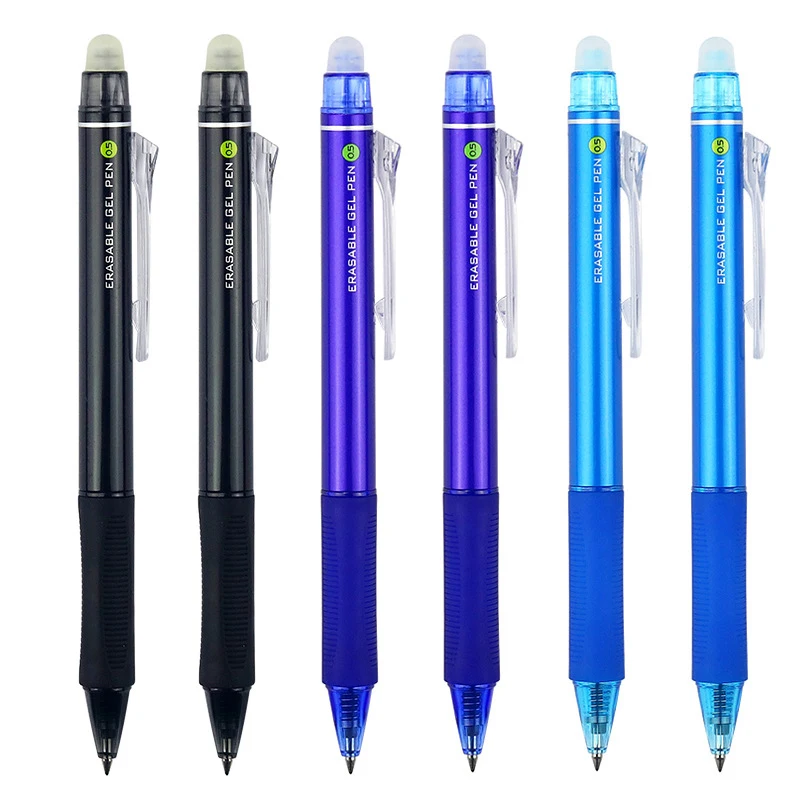 

3 pcs/lot Erasable Gel Pen 0.5mm Washable Handle Push High Capacity Erasable Pen Refills Rod Office School Writing Stationery