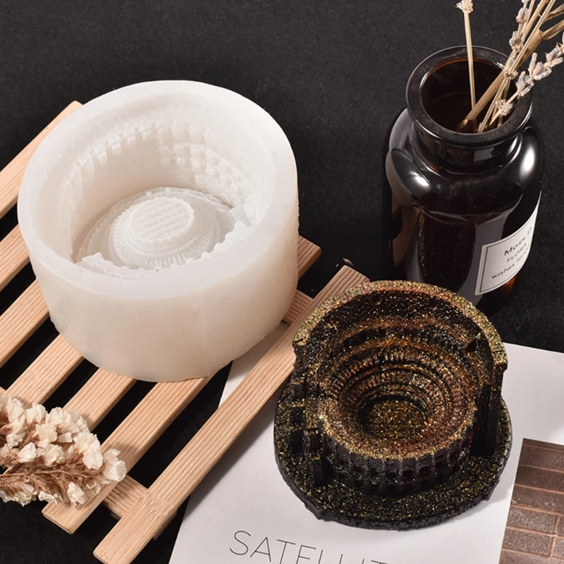 

3D Colosseum Flower Pot Epoxy Resin Mold Flowerpot Storage Box Mold Concrete Planter Pallet Silicone Mold
