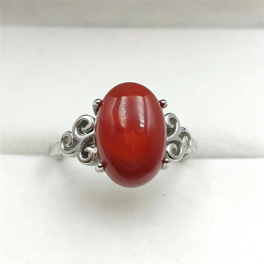 Подлинное натуральное Южно-красное агатное кольцо для женщин из стерлингового
