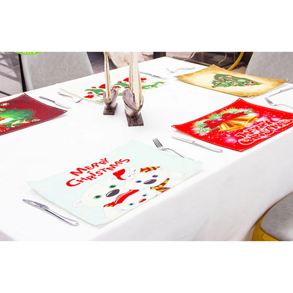 

Placemats Forks And Knives Set Christmas Heat Insulation Anti-Skid Eating Tools Placemat Washable Kitchen Table Decoration Mats