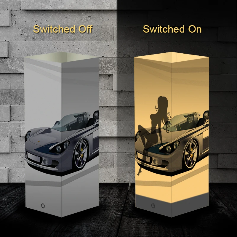 

Night light LED New paper shadow USB battery-powered creative touch lamp home bar table lamp Christmas gift-Cool car and beauty