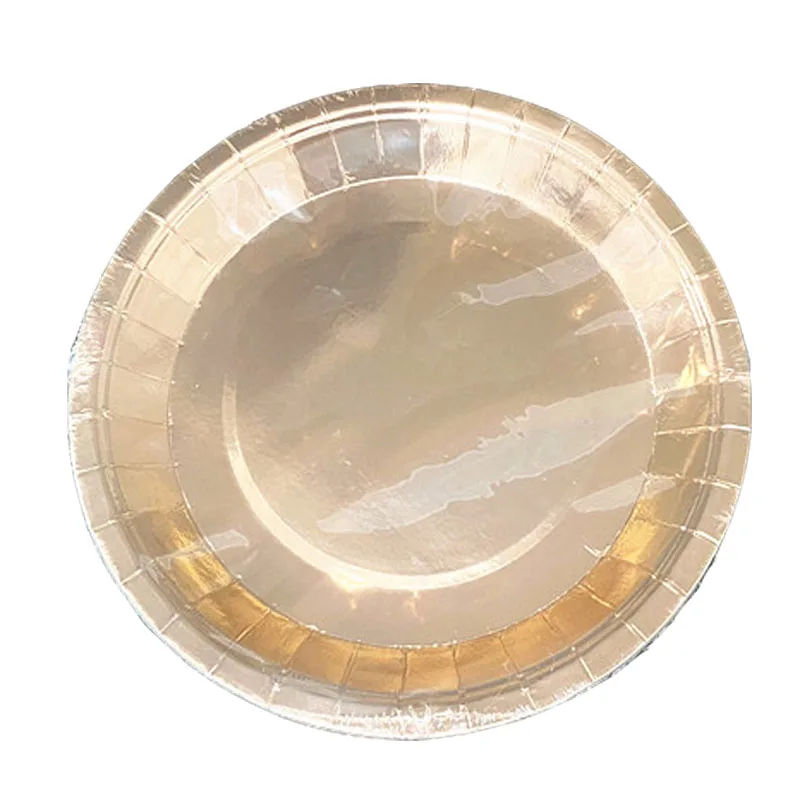 

7 9inch Rose Gold Paper Plate Birthday Decoration Girl Wedding Supplies Dessert Table Paper Plate Disposable Tableware Tray