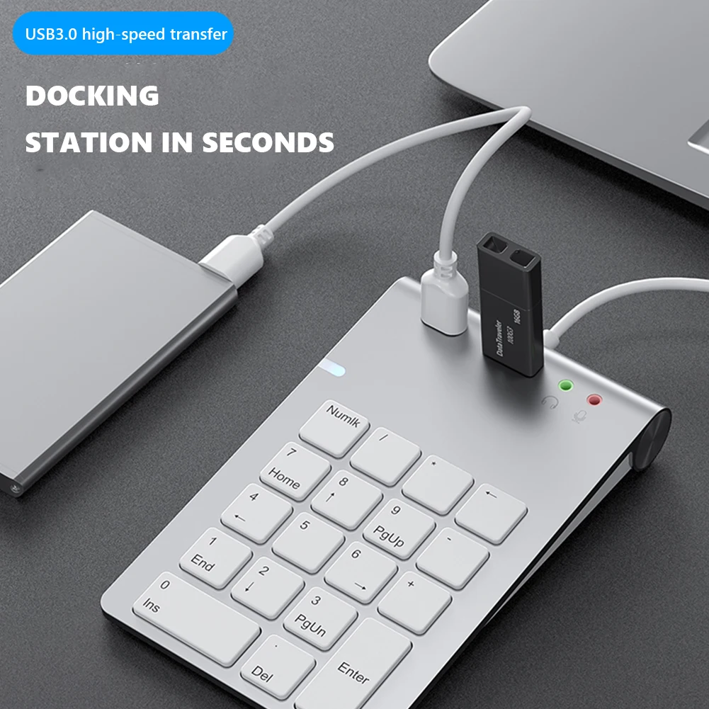 ABS USB 18 Keys Universal Numeric Keypad Numpad USB3.0 HUB Digital Keyboard for Accounting Laptop Desktop PC Computer Silver | Компьютеры