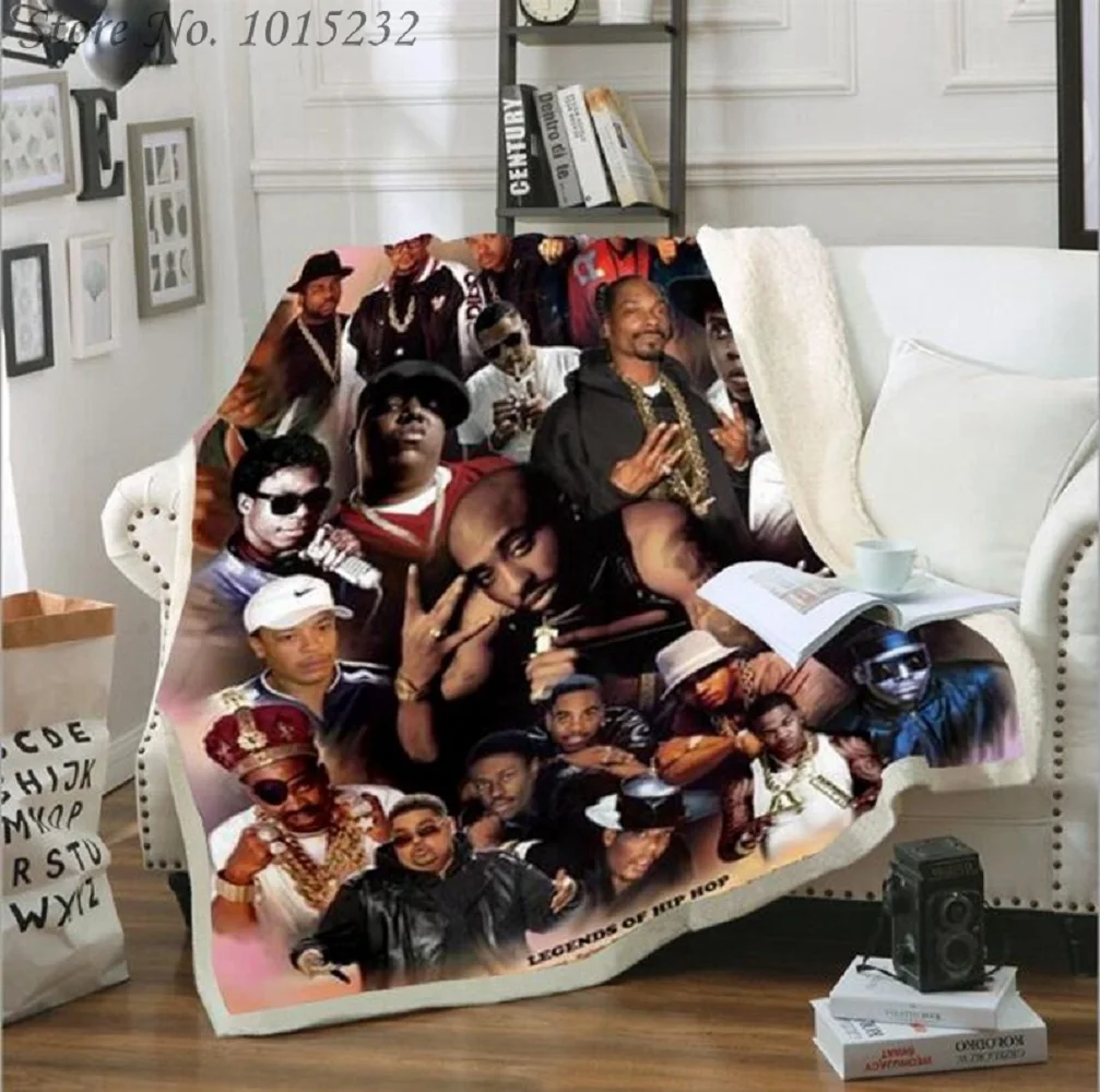 

2Pac Rock Hip Hop Funny Character Blanket 3D Print Sherpa Blanket on Bed Home Textiles Dreamlike Style