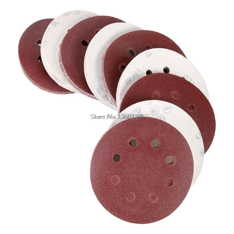 

100Pcs 8 Holes 125mm Sanding Discs Hook and Loop 1000 1200 1500 2000 3000 Grit Sandpaper Assortment for Random Orbital Sander