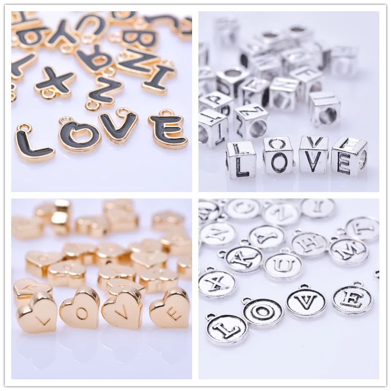 

Silver Golden Alphabet Charms For Jewelry Making Charm Pendant Alloy 26 Letters Accessories Necklace Bracelets Anklets Handmade