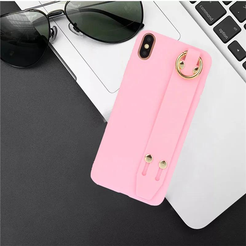 Чехол для телефона с ремешком на запястье для iphone 11 11Pro Max XS Max XR, чехол конфетного цвета чехол для iphone 8 7 Plus X 6 6 S, чехол с браслетом