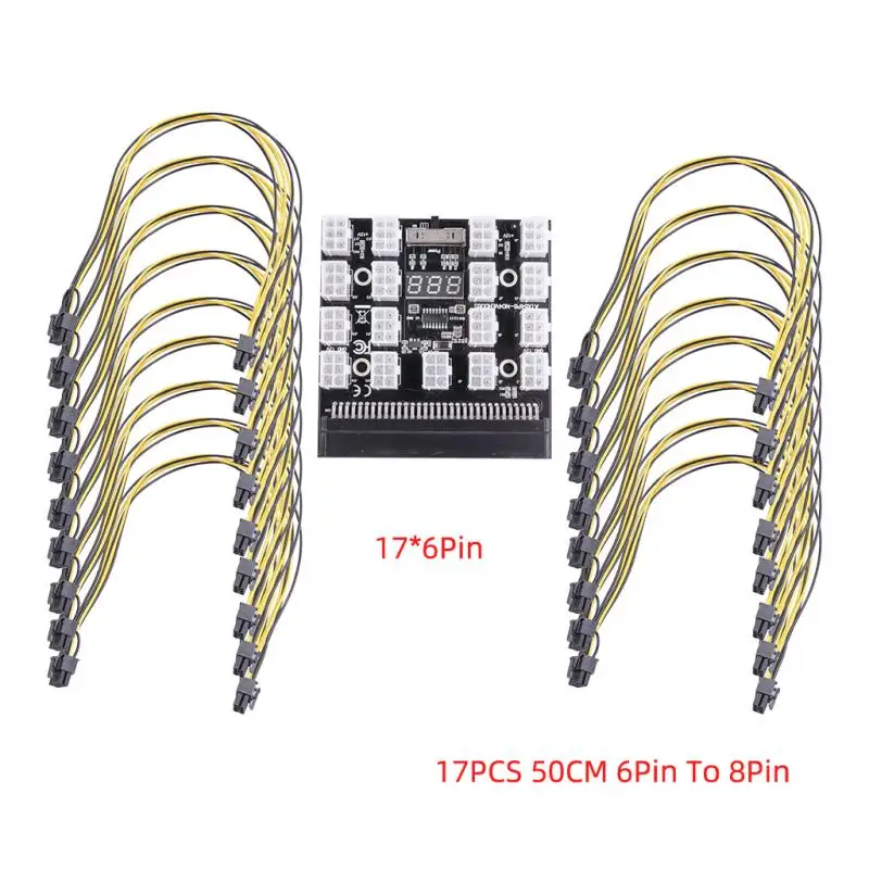 

Profession Mining PCI-E Power Supply Breakout Board Adapter Set 12/17 Ports 6Pin PSU GPU Graphics Card Power Adapter With Cable