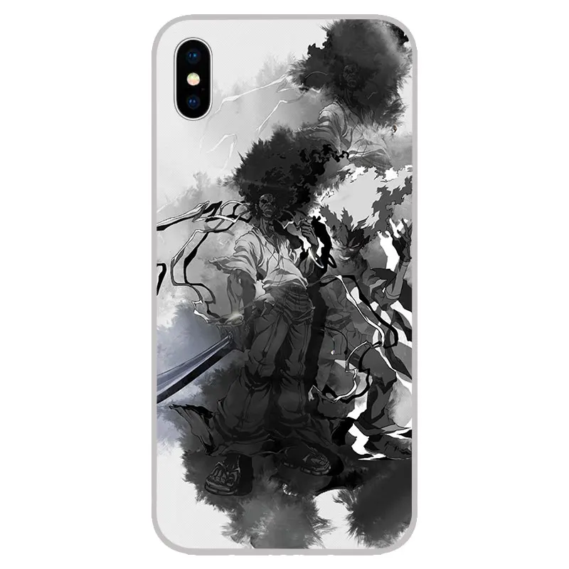 Афросамурай чехлы из мягкого силикона TPU Чехлы для iPhone 11 Pro XS Max X XR 8 7 6S Plus 5S SE 4S
