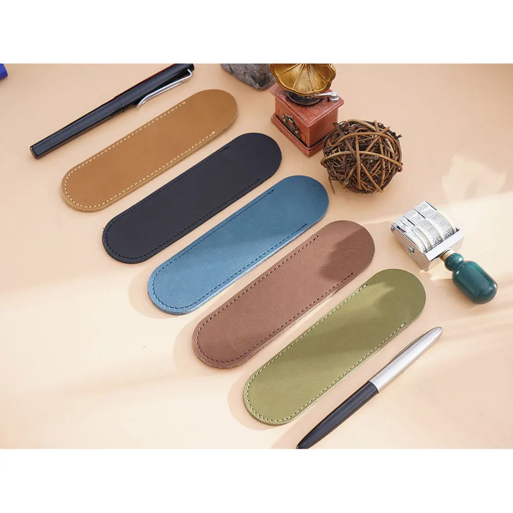 

Creative Leather Pen Pouch Holder Single Pencil Bag Pen Case for Rollerball Fountain Ballpoint Pen Olive Green Small Size