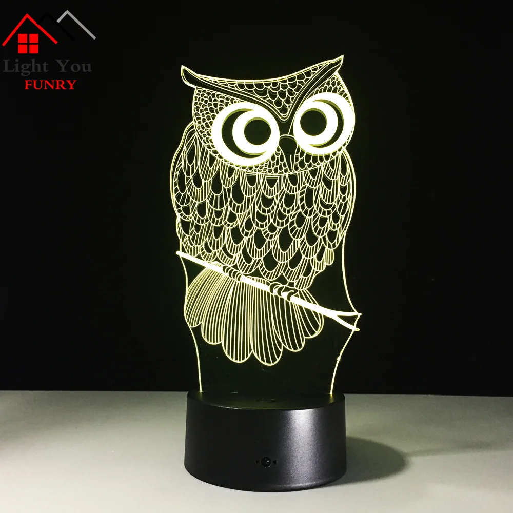 Night Light 7 Color Changing Led Kids Bedside Sasuke Modelling Lighting Fixtures 3D Visual Anime USB Owl Desk Lamp Home Decor | Лампы и