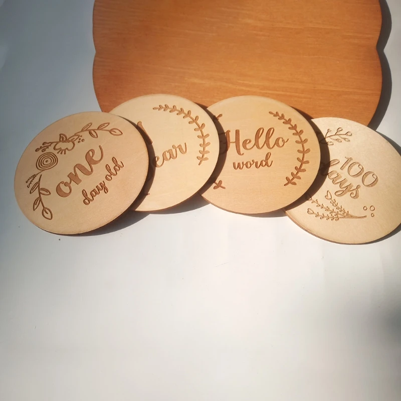 Bloques conmemorativos de madera para reci&eacute;n nacido, tarjetas de grabaci&oacute;n mensuales de nacimiento de Beb&eacute;, accesorios de fotograf&iacute;a infantil, 14 Uds.-1