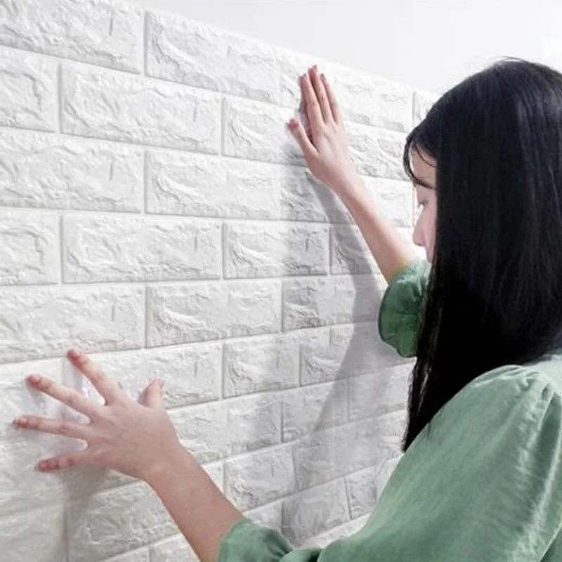 

DIY Self Adhensive 3D Brick Wall Stickers Living Room Decor XPE Waterproof Wall Covering Wallpaper for TV Background Kids Room