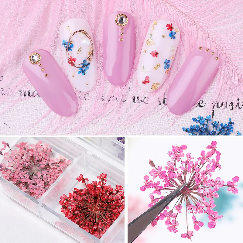 1 Box Nail Art Dried Flower 3D Mixed Dry Natural Floral Sticker DIY Decals UV Gel Polish Manicure Decoration Tools | Красота и