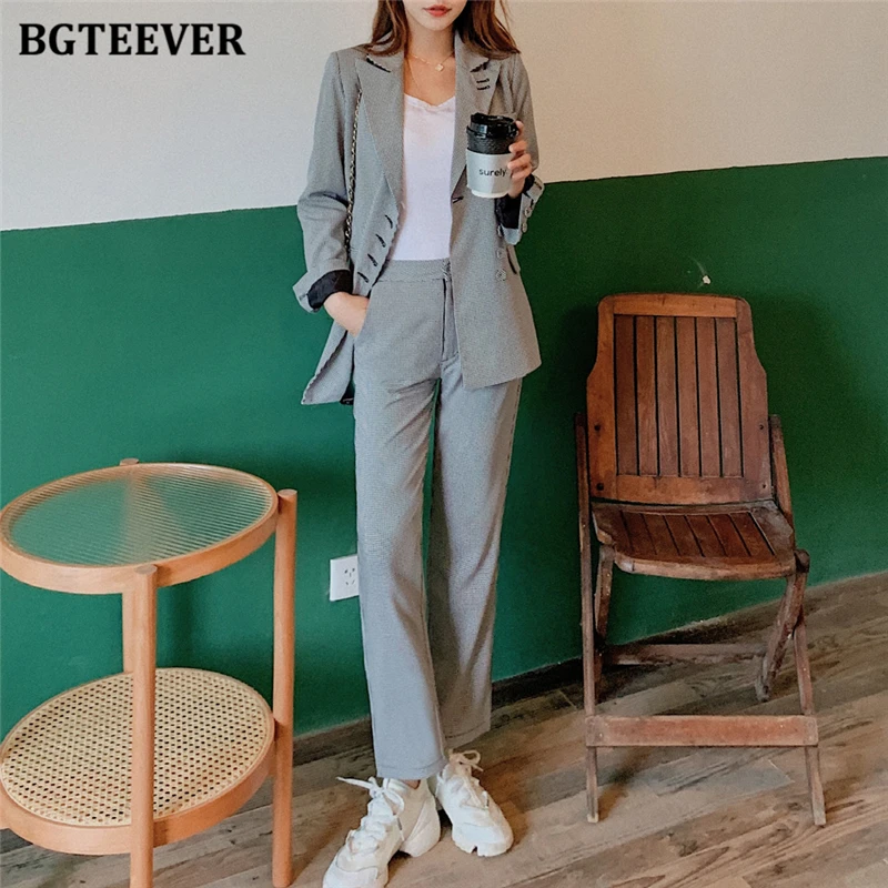 Стильный шикарный женский брючный костюм BGTEEVER Асимметричная куртка и брюки