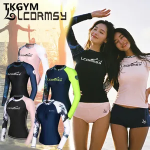 Женские гидрокостюмы с цветочным принтом, рубашки для серфинга, пляжные купальники с длинным рукавом, защита от солнца UPF50 +, купальники для снорклинга, 2 шт.