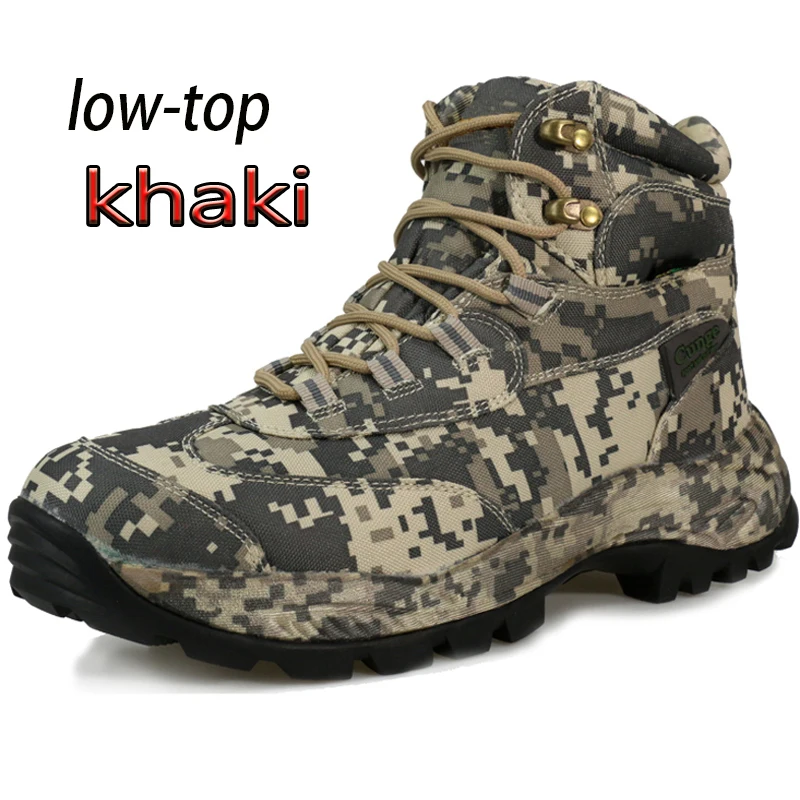 khaki CUNGEL/мужские походные ботинки; камуфляжные армейские ботильоны; армейские ботинки в стиле пустыни; военные тактические ботинки; Специальные Охотничьи ботинки - Цвет: khaki