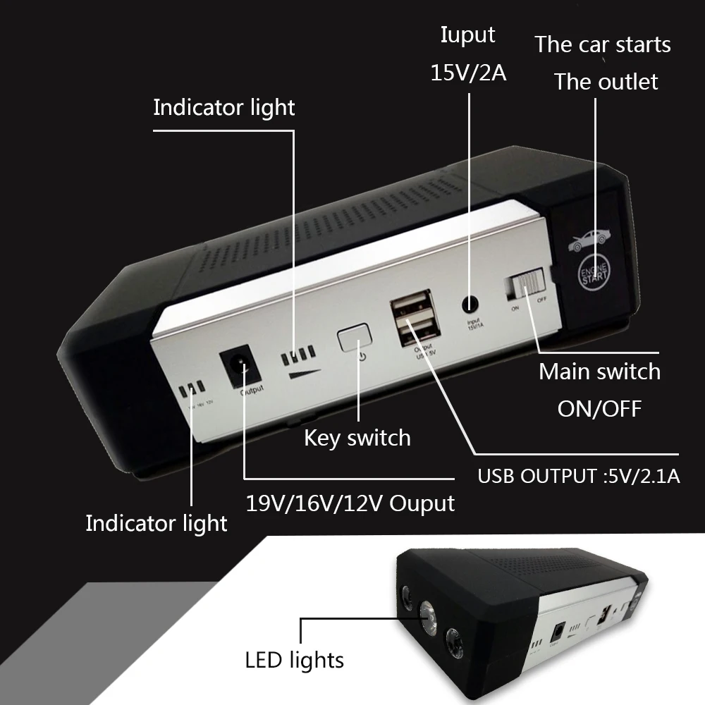 

24V Heavy Duty Truck Jump Starter Power Bank with LED Light Emergency Power Supply