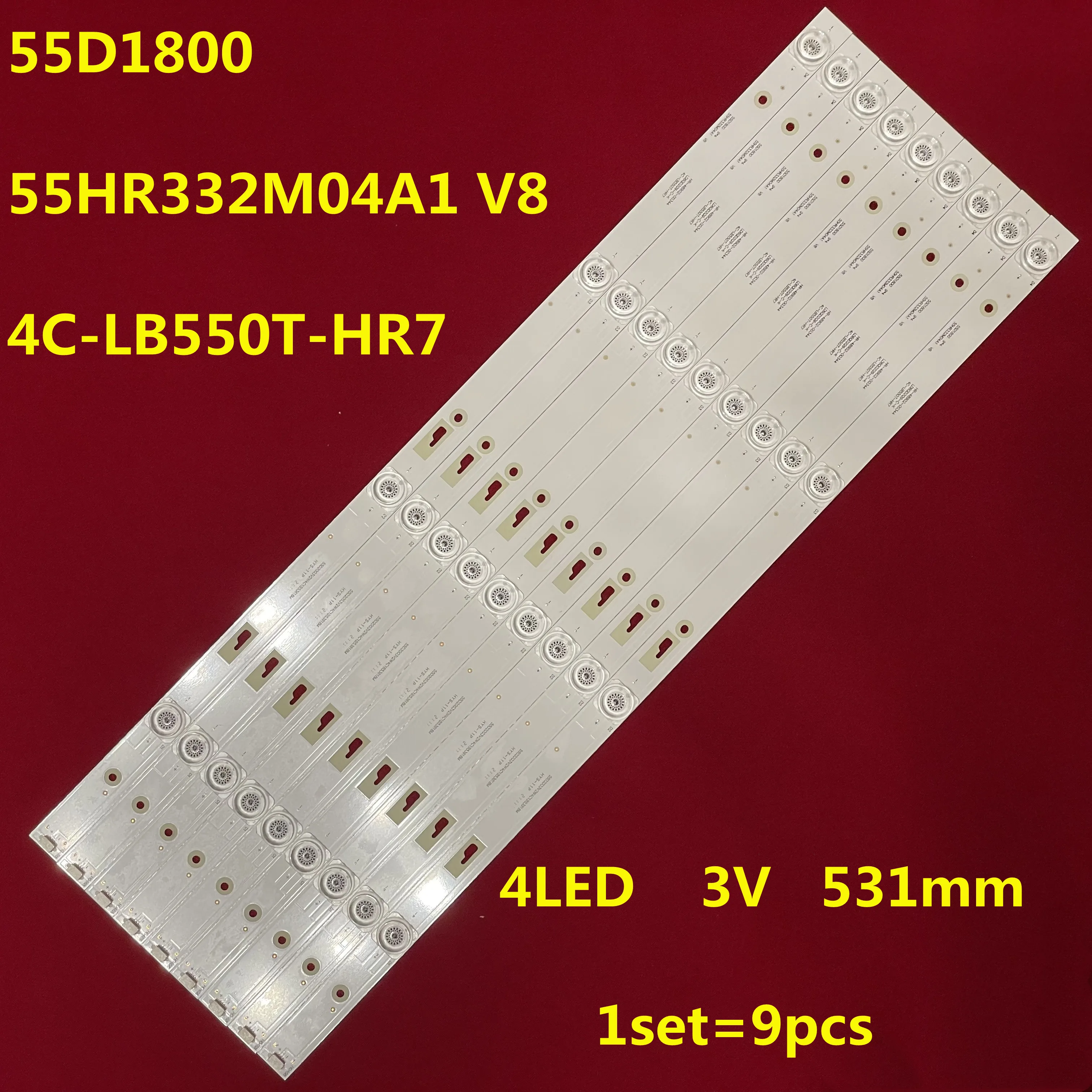 

9pcs/set LED backlight strip For Thomson T55FSM5040 55D1800 55HR332M04A1 V8 4C-LB550T-HR7 le4ra2r0 3732706293c17301440