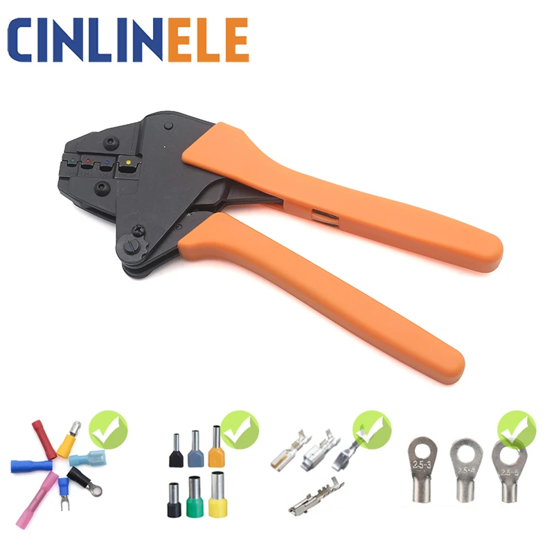 Crimping Tool Ratcheting Wire Crimper and Interchangeable Dies For Heat Shrink Connectors Non-Insulated Ferrule Terminals | Инструменты
