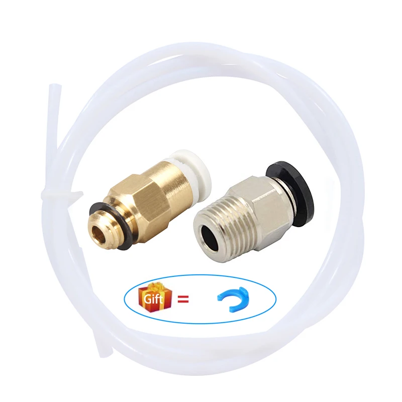 PC4-01 Pneumatic Connector with 1M PTFE Tube 2*4MM Teflonto PiPe Connect+Quick Fitting Bowden  For Ender3 CR10 1.75mm Extruder