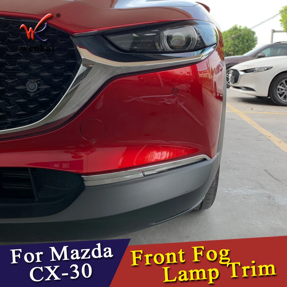 

ABS Chrome Front Fog light Eyebrow Trim Sticker Garnish Decoration Strips For Mazda CX-30 2020 Car Styling
