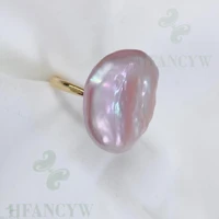 purple baroque pearl 14k gold filled open adjustable ring jewelry elegant luxury wedding classic gorgeous
