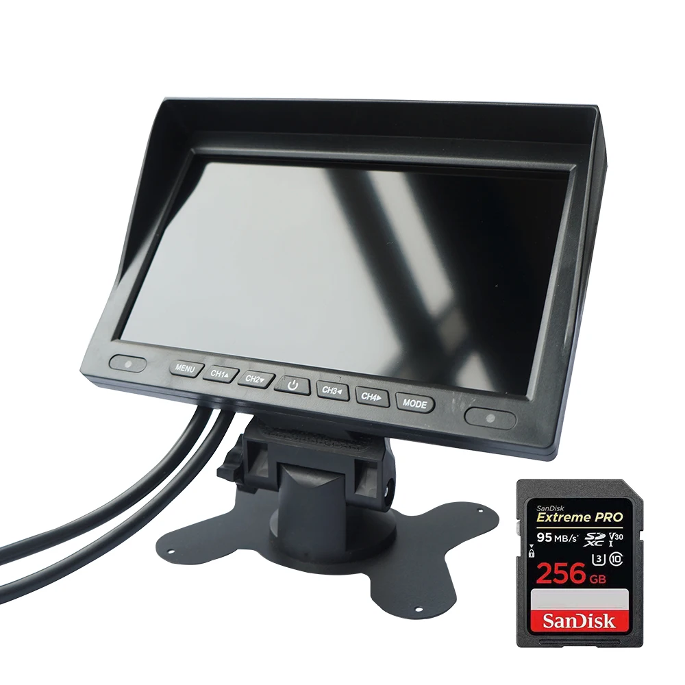 

4CH 1080P car dvr monitor support 4 channel 2.0MP AHD camera 4ch tv lcd