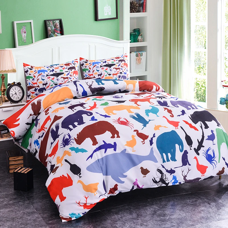 Set 2 3D мультфильм печати постельный комплект для детей Детская кровать пододеяльник одеяло крышка Стёганое одеяло один/Твин/Полный/королева/король/двойной размер - Цвет: Set 2
