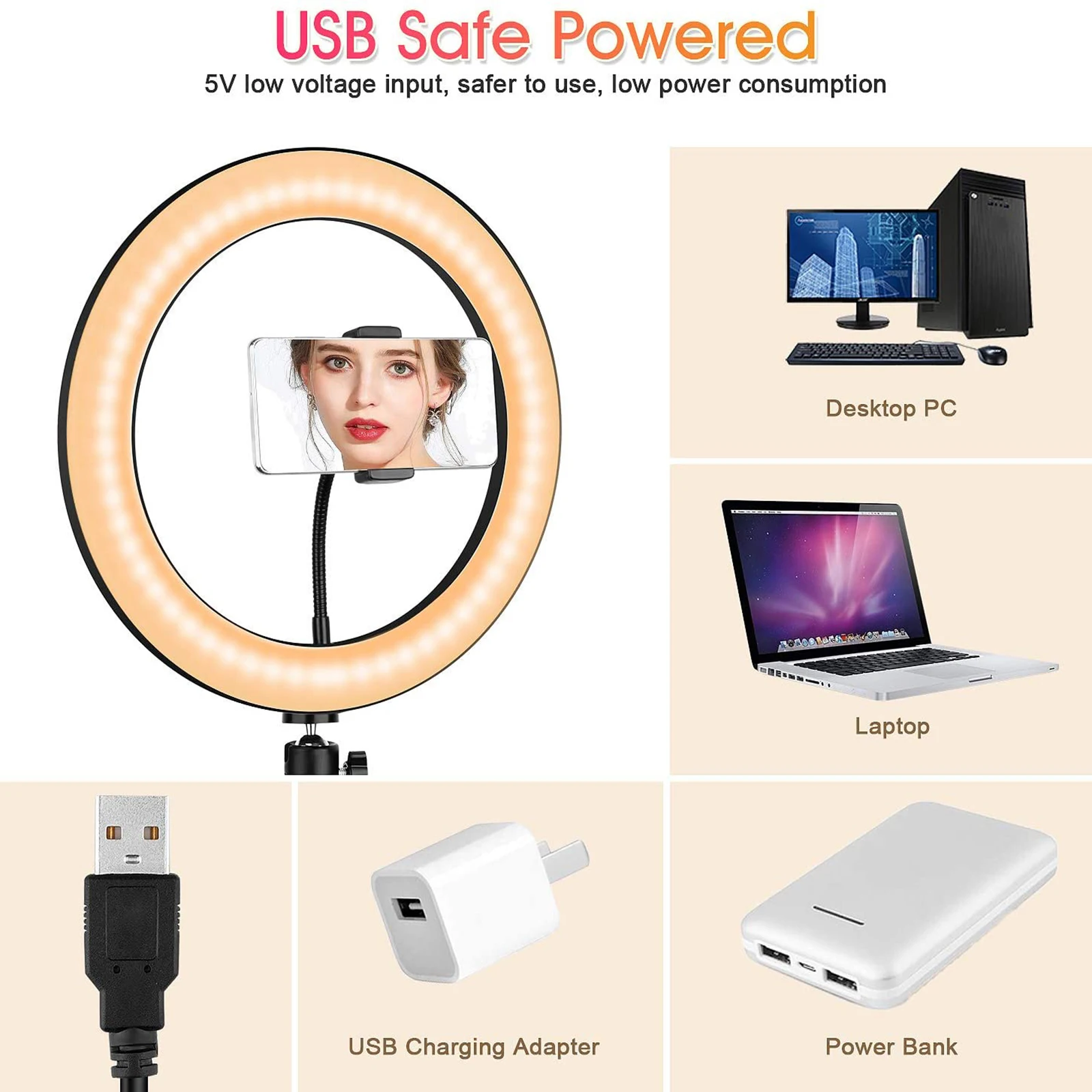 С регулируемой яркостью 26 см 10 &quotкольцевой Светильник Настольный 3 цвета