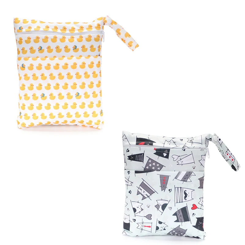 

Printed Fabric Bag Double-deck Diaper Bag Nappy Baby Travel Reusable Bag Waterproof Mask Cloth Bag Stroller Wet Bag Menstrual