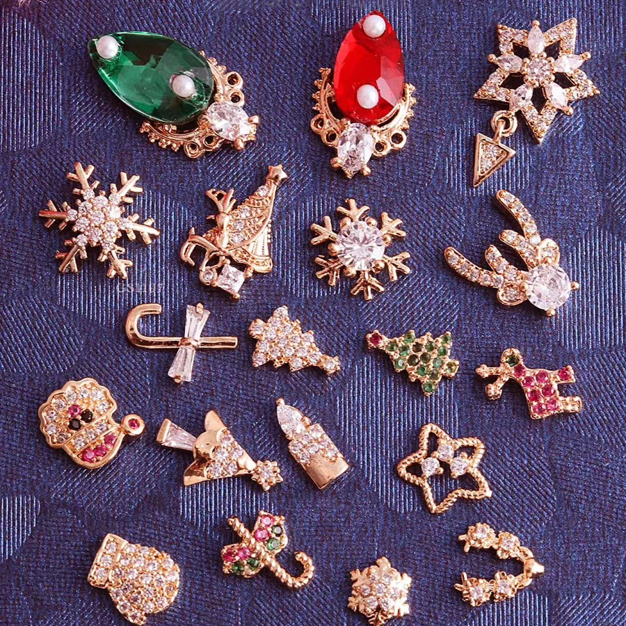 10 шт. Рождество украшение ногтей Санта Клаус дерево снежинка лося нейл арта