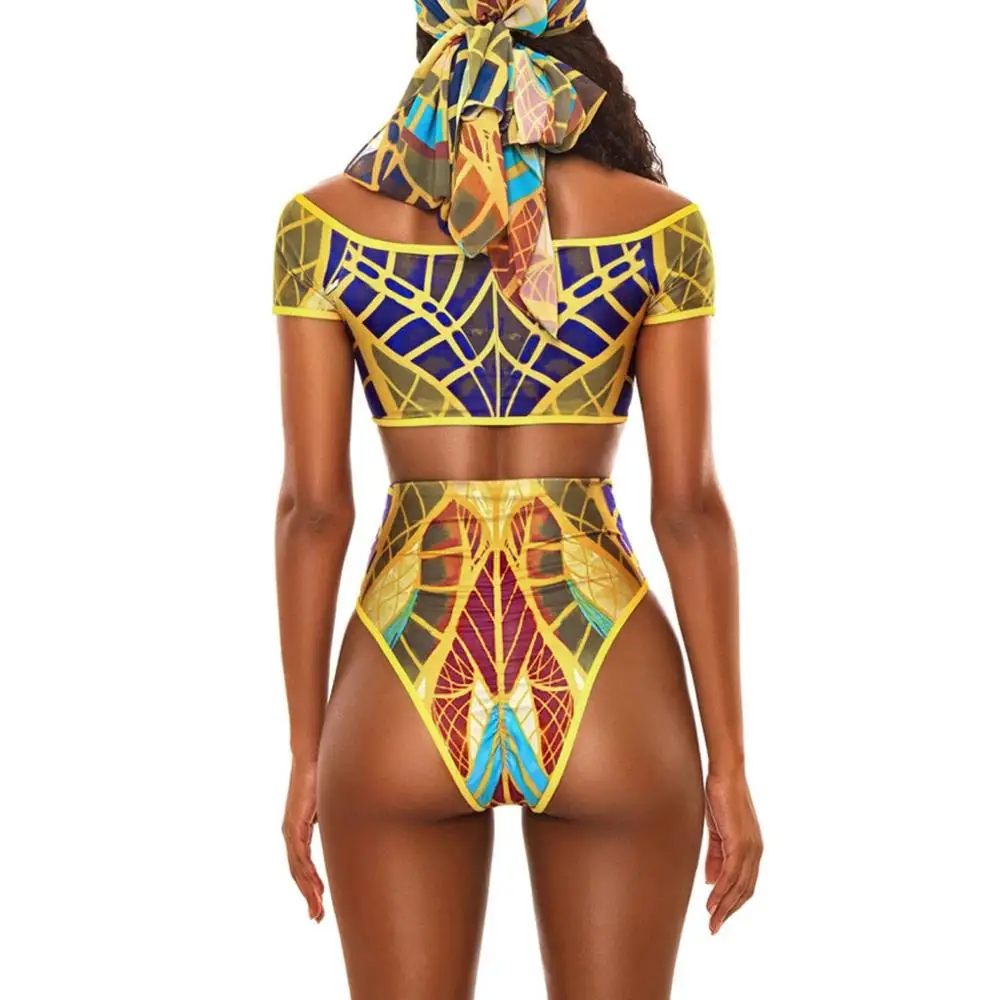 

New Indigenous swimwear women folk-custom bikini push up 2020 African totem bikini set high waist swimsuit women monokini mujer